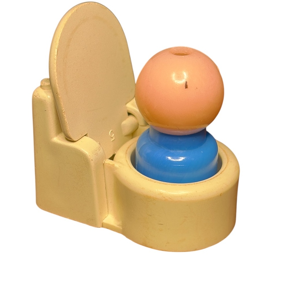 Vintage Fisher-Price Little People replacements - Almond Toilet and figure